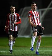 22 October 2019; David Parkhouse of Derry City celebrates after scoring his side's first goal during the SSE Airtricity League Premier Division match between Derry City and St Patrick's Athletic at Ryan McBride Brandywell Stadium in Derry. Photo by Oliver McVeigh/Sportsfile