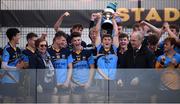 20 October 2019; Salthill-Knocknacarra captain Cathal Sweeney lifts the cup following the Galway County Minor Club Football Championship Final match between Caltra and Salthill-Knocknacarra at Tuam Stadium in Galway. Photo by Stephen McCarthy/Sportsfile
