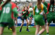 23 October 2019; Jess Courtney of St Raphaela's PS, Stillorgan, in action against Our Lady Queen of the Apostles NS, Clonburris, in the Corn na Chladaigh Shield Final during day two of the Allianz Cumann na mBunscol Finals at Croke Park in Dublin. Photo by Piaras Ó Mídheach/Sportsfile
