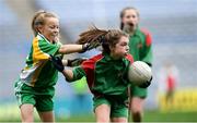 23 October 2019; Holly Garry of St Raphaela's PS, Stillorgan, in action against Ella Curran of Our Lady Queen of the Apostles NS, Clonburris, in the Corn na Chladaigh Shield Final during day two of the Allianz Cumann na mBunscol Finals at Croke Park in Dublin. Photo by Piaras Ó Mídheach/Sportsfile