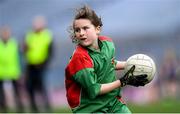 23 October 2019; Jess Courtney of St Raphaela's PS, Stillorgan, in action against Our Lady Queen of the Apostles NS, Clonburris, in the Corn na Chladaigh Shield Final during day two of the Allianz Cumann na mBunscol Finals at Croke Park in Dublin. Photo by Piaras Ó Mídheach/Sportsfile