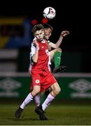 23 October 2019; Luke Kehir of St Patrick's Athletic and Freddie Turley of Bray Wanderers during the SSE Airtricity U13 League Final between Bray Wanderers and St Patrick's Athletic at Carlisle Grounds in Bray, Co Wicklow. Photo by Stephen McCarthy/Sportsfile