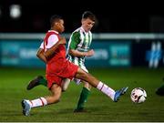 23 October 2019; Roland Uzoma of St Patrick's Athletic and Freddie Turley of Bray Wanderers during the SSE Airtricity U13 League Final between Bray Wanderers and St Patrick's Athletic at Carlisle Grounds in Bray, Co Wicklow. Photo by Stephen McCarthy/Sportsfile