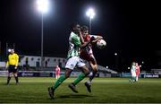 23 October 2019; Taylor Mooney of St Patrick's Athletic and Daniel Isichei of Bray Wanderers during the SSE Airtricity U13 League Final between Bray Wanderers and St Patrick's Athletic at Carlisle Grounds in Bray, Co Wicklow. Photo by Stephen McCarthy/Sportsfile