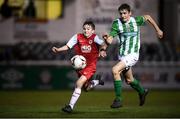 23 October 2019; Brian Moore of St Patrick's Athletic and Alex Baines of Bray Wanderers during the SSE Airtricity U13 League Final between Bray Wanderers and St Patrick's Athletic at Carlisle Grounds in Bray, Co Wicklow. Photo by Stephen McCarthy/Sportsfile