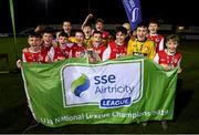 23 October 2019; St Patrick's Athletic team celebrate with the Cup following the SSE Airtricity U13 League Final between Bray Wanderers and St Patrick's Athletic at Carlisle Grounds in Bray, Co Wicklow. Photo by Stephen McCarthy/Sportsfile