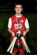 23 October 2019; Seán Mackey of St Patrick's Athletic following the SSE Airtricity U13 League Final between Bray Wanderers and St Patrick's Athletic at Carlisle Grounds in Bray, Co Wicklow. Photo by Stephen McCarthy/Sportsfile