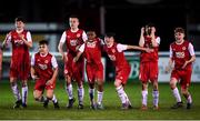 23 October 2019; St Patrick's Athletic players celebrate their penalty shoot out victory over Bray Wanderers the SSE Airtricity U13 League Final between Bray Wanderers and St Patrick's Athletic at Carlisle Grounds in Bray, Co Wicklow. Photo by Stephen McCarthy/Sportsfile