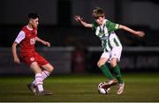 23 October 2019; Seamus Brown of Bray Wanderers and Christian O'Reilly of St Patrick's Athletic during the SSE Airtricity U13 League Final between Bray Wanderers and St Patrick's Athletic at Carlisle Grounds in Bray, Co Wicklow. Photo by Stephen McCarthy/Sportsfile