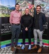 24 October 2019; From small beginnings to a big future. A celebration to the future of Sports Travel International. Chris Bird, CEO of Sports Travel International, centre, with Scott Graham from Cycling Ireland, left, and Kevin Keane from Triathlon Ireland during the Sports Travel International launch celebration at the Conrad Hotel in Dublin. Photo by Matt Browne/Sportsfile