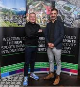 24 October 2019; From small beginnings to a big future. A celebration to the future of Sports Travel International. Chris Bird, CEO of Sports Travel International, left, with Kevin Keane from Triathlon Ireland during the Sports Travel International launch celebration at the Conrad Hotel in Dublin. Photo by Matt Browne/Sportsfile