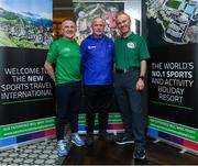 24 October 2019; From small beginnings to a big future. A celebration to the future of Sports Travel International. Eugene Coppinger, from Dublin City Marathon, with Chris Bird, CEO of Sports Travel International, left, and Martin Joyce, Tour Director of Sports Travel International, right, during the Sports Travel International launch celebration at the Conrad Hotel in Dublin. Photo by Matt Browne/Sportsfile