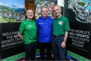 24 October 2019; From small beginnings to a big future. A celebration to the future of Sports Travel International. Eugene Coppinger, from Dublin City Marathon, with Chris Bird, CEO of Sports Travel International, left, and Martin Joyce, Tour Director of Sports Travel International, right, during the Sports Travel International launch celebration at the Conrad Hotel in Dublin. Photo by Matt Browne/Sportsfile