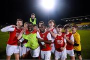 24 October 2019; St. Patrick's Athletic players celebrate following the SSE Airtricity Under-15 League Final match between Shamrock Rovers and St. Patrick's Athletic at Tallaght Stadium in Dublin. Photo by Eóin Noonan/Sportsfile