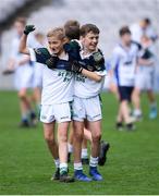 23 October 2019; Conleth Fitzpatrick O'Doherty, left, and James Slatter of St Pius X BNS, Terenure, celebrate after beating Ballyroan BNS in the Corn Kitterick Shield Final during day two of the Allianz Cumann na mBunscol Finals at Croke Park in Dublin. Photo by Piaras Ó Mídheach/Sportsfile