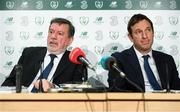 25 October 2019; FAI President Donal Conway, left, and FAI General Manager Noel Mooney during a FAI Council Meeting press conference at FAI Headquarters in Abbotstown, Dublin. Photo by Stephen McCarthy/Sportsfile