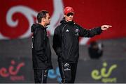 25 October 2019; Munster head coach Johann van Graan, left, in conversation with Senior Coach Stephen Larkham ahead of the Guinness PRO14 Round 4 match between Munster and Ospreys at Irish Independent Park in Cork. Photo by Sam Barnes/Sportsfile
