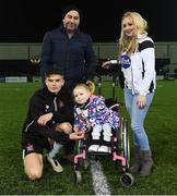 25 October 2019; Zoe Murphy is presented with the Supporter of the Year award by Sean Gannon of Dundalk, in the company of Eamon Murphy and Lynda Bannon, prior to the SSE Airtricity League Premier Division match between Dundalk and St Patrick's Athletic at Oriel Park in Dundalk, Co Louth. Photo by Stephen McCarthy/Sportsfile