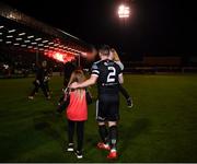 25 October 2019; Derek Pender of Bohemians with his daughters Alex, age 3, and Dannii, age 8, prior to the SSE Airtricity League Premier Division match between Bohemians and Sligo Rovers at Dalymount Park in Dublin. Photo by Harry Murphy/Sportsfile