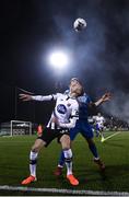 25 October 2019; Daniel Kelly of Dundalk and Dean Clarke of St Patrick's Athletic during the SSE Airtricity League Premier Division match between Dundalk and St Patrick's Athletic at Oriel Park in Dundalk, Co Louth. Photo by Stephen McCarthy/Sportsfile