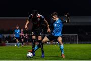 25 October 2019; Danny Mandroiu of Bohemians in action against Niall Morahan of Sligo Rovers during the SSE Airtricity League Premier Division match between Bohemians and Sligo Rovers at Dalymount Park in Dublin. Photo by Harry Murphy/Sportsfile