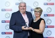 25 October 2019; Former Armagh footballer and Manager Joe Kernan with his wife Patricia, with his Gaelic Writers’ Association Hall of Fame Award, in attendance at the Gaelic Writers Association awards proudly sponsored by Sky Sports at the Iveagh Garden Hotel in Dublin. Photo by Matt Browne/Sportsfile