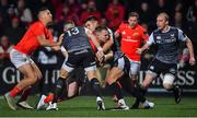 25 October 2019; Rory Scannell of Munster is tackled by Tiaan Thomas-Wheeler, right, and Scott Williams of Ospreys during the Guinness PRO14 Round 4 match between Munster and Ospreys at Irish Independent Park in Cork. Photo by David Fitzgerald/Sportsfile