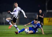 25 October 2019; Daniel Kelly of Dundalk in action against Dean Clarke of St Patrick's Athletic during the SSE Airtricity League Premier Division match between Dundalk and St Patrick's Athletic at Oriel Park in Dundalk, Co Louth. Photo by Seb Daly/Sportsfile