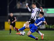25 October 2019; Daniel Kelly of Dundalk in action against Dean Clarke of St Patrick's Athletic during the SSE Airtricity League Premier Division match between Dundalk and St Patrick's Athletic at Oriel Park in Dundalk, Co Louth. Photo by Seb Daly/Sportsfile