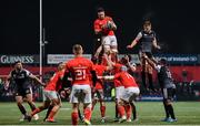 25 October 2019; Billy Holland of Munster claims the ball from a line out during the Guinness PRO14 Round 4 match between Munster and Ospreys at Irish Independent Park in Cork. Photo by Sam Barnes/Sportsfile