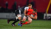 25 October 2019; Arno Botha of Munster is tackled by Dan Baker of Ospreys during the Guinness PRO14 Round 4 match between Munster and Ospreys at Irish Independent Park in Cork. Photo by David Fitzgerald/Sportsfile