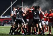 25 October 2019; Players from both sides tussle during the Guinness PRO14 Round 4 match between Munster and Ospreys at Irish Independent Park in Cork. Photo by Sam Barnes/Sportsfile