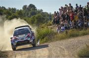 25 October 2019; Ott Tänak and Martin Järveoja in their Toyota Yaris WRC on SS5 Horta-Bot during Round 13 of the FIA World Rally Championship RACC Catalunya in Salou, Spain. Photo by Philip Fitzpatrick/Sportsfile