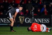 25 October 2019; Matthew Aubrey of Ospreys looks on after a collision with Rory Scannell of Munster during the Guinness PRO14 Round 4 match between Munster and Ospreys at Irish Independent Park in Cork. Photo by Sam Barnes/Sportsfile