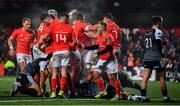 25 October 2019; Munster players celebrate their side's fourth try scored by Arno Botha during the Guinness PRO14 Round 4 match between Munster and Ospreys at Irish Independent Park in Cork. Photo by David Fitzgerald/Sportsfile