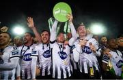 25 October 2019; John Mountney of Dundalk lifts the SSE Airtricity League trophy following the SSE Airtricity League Premier Division match between Dundalk and St Patrick's Athletic at Oriel Park in Dundalk, Co Louth. Photo by Stephen McCarthy/Sportsfile