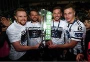 25 October 2019; Dundalk players, from left, Seán Hoare, Dane Massey, Andy Boyle and Daniel Cleary with the SSE Airtricity League trophy the SSE Airtricity League Premier Division match between Dundalk and St Patrick's Athletic at Oriel Park in Dundalk, Co Louth. Photo by Stephen McCarthy/Sportsfile