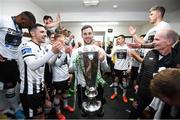 25 October 2019; Patrick Hoban of Dundalk with the SSE Airtricity League trophy following the SSE Airtricity League Premier Division match between Dundalk and St Patrick's Athletic at Oriel Park in Dundalk, Co Louth. Photo by Stephen McCarthy/Sportsfile