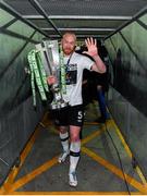 25 October 2019; Chris Shields of Dundalk celebrates with the trophy following the SSE Airtricity League Premier Division match between Dundalk and St Patrick's Athletic at Oriel Park in Dundalk, Co Louth. Photo by Seb Daly/Sportsfile