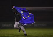 25 October 2019; A fan with an EU flag runs on the field following the SSE Airtricity League Premier Division match between Bohemians and Sligo Rovers at Dalymount Park in Dublin. Photo by Harry Murphy/Sportsfile