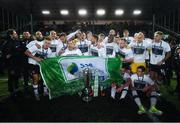 25 October 2019; Dundalk players celebrate with the SSE Airtricity League Premier Division trophy following the SSE Airtricity League Premier Division match between Dundalk and St Patrick's Athletic at Oriel Park in Dundalk, Co Louth. Photo by Stephen McCarthy/Sportsfile