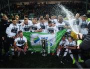 25 October 2019; Dundalk players celebrate with the SSE Airtricity League Premier Division trophy following the SSE Airtricity League Premier Division match between Dundalk and St Patrick's Athletic at Oriel Park in Dundalk, Co Louth. Photo by Stephen McCarthy/Sportsfile