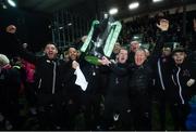 25 October 2019; Dundalk head coach Vinny Perth and staff celebrate with the SSE Airtricity League Premier Division trophy following the SSE Airtricity League Premier Division match between Dundalk and St Patrick's Athletic at Oriel Park in Dundalk, Co Louth. Photo by Stephen McCarthy/Sportsfile
