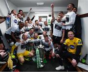 25 October 2019; Dundalk players with the SSE Airtricity League Premier Division trophy following the SSE Airtricity League Premier Division match between Dundalk and St Patrick's Athletic at Oriel Park in Dundalk, Co Louth. Photo by Stephen McCarthy/Sportsfile