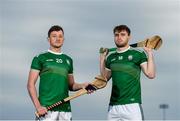 26 October 2019; Danny Cullin, left, and Brian Ryan of Ireland pose for a portrait at the Hurling Shinty International 2019 Jersey Launch at GAA National Games Development Centre in Abbotstown, Dublin. Photo by Eóin Noonan/Sportsfile