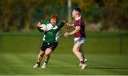 26 October 2019; Ruairi O'Neill of Berlin GAA in action against Graham Forbes of Kennagh GAA during the AIB Leinster Club Junior Football Championship Round 1 match between Berlin GAA and Kenagh GAA at GAA Centre of Excellence at Abbottstown, Dublin. Photo by David Fitzgerald/Sportsfile