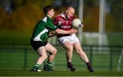 26 October 2019; John Gill of Kennagh GAA in action against John Rogers of Berlin GAA during the AIB Leinster Club Junior Football Championship Round 1 match between Berlin GAA and Kenagh GAA at GAA Centre of Excellence at Abbottstown, Dublin. Photo by David Fitzgerald/Sportsfile