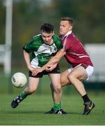 26 October 2019; Arthur O'Sullivan of Berlin GAA in action against Shane Doyle of Kennagh GAA during the AIB Leinster Club Junior Football Championship Round 1 match between Berlin GAA and Kenagh GAA at GAA Centre of Excellence at Abbottstown, Dublin. Photo by David Fitzgerald/Sportsfile