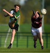 26 October 2019; Patrick Joy of Berlin GAA in action against John Gill of Kennagh GAA during the AIB Leinster Club Junior Football Championship Round 1 match between Berlin GAA and Kenagh GAA at GAA Centre of Excellence at Abbottstown, Dublin. Photo by David Fitzgerald/Sportsfile