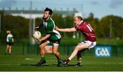 26 October 2019; Conor O'Brien of Berlin GAA in action against Ian Farrell of Kenagh GAA during the AIB Leinster Club Junior Football Championship Round 1 match between Berlin GAA and Kenagh GAA at GAA Centre of Excellence at Abbottstown, Dublin. Photo by David Fitzgerald/Sportsfile